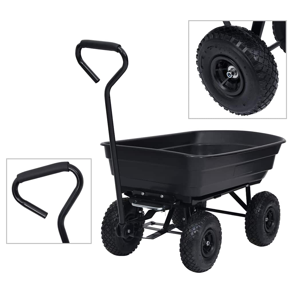 Vidaxxl camion ribaltabile da giardino 300 kg 75 l nero