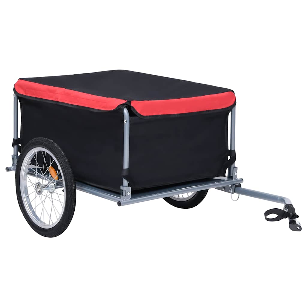 Rimorchio per bicicletta VidaXL 65 kg nero e rosso