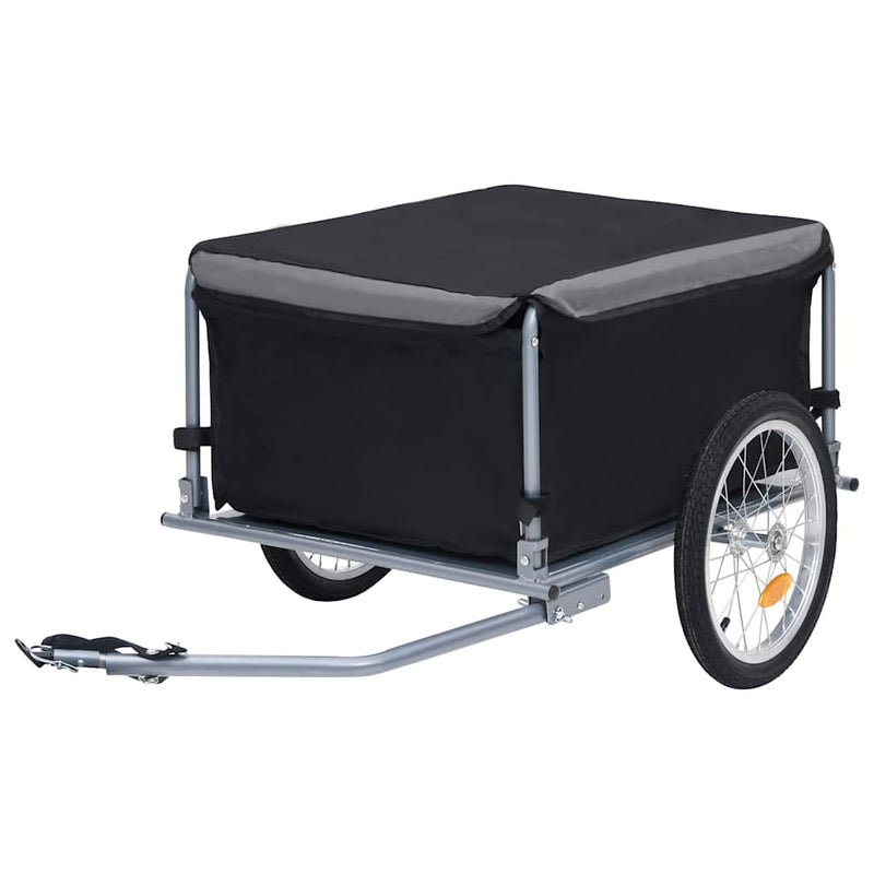 Vidaxl remolque de bicicleta 65 kg negro y gris