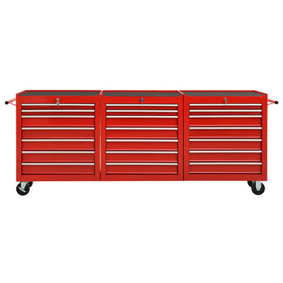 Vidaxl Tool Trolley con 21 cajones de acero rojo