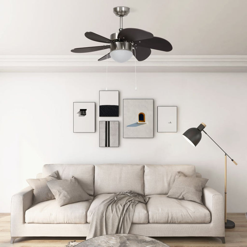 Ventilador de techo Vidaxl con lámpara de 76 cm de marrón oscuro