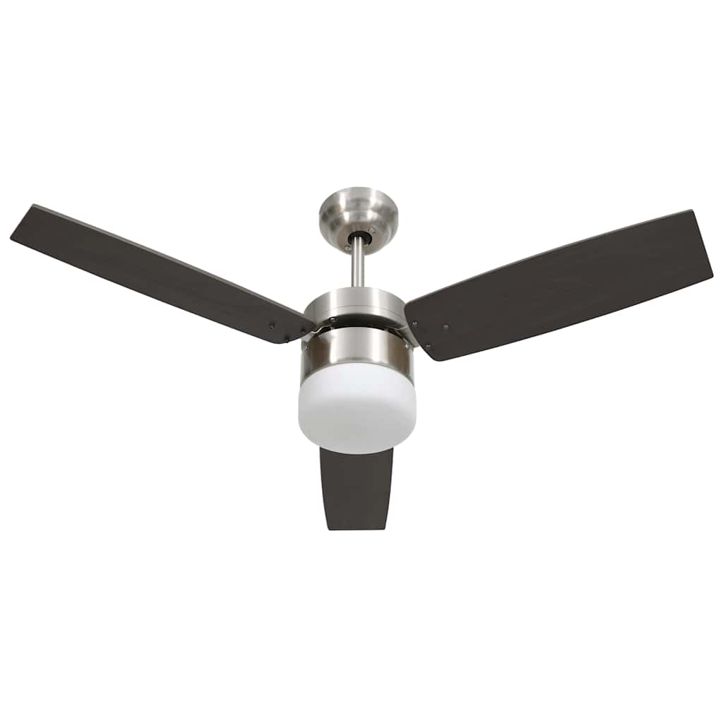 Ventilador de techo Vidaxl con control remoto de lámpara 108 cm de marrón oscuro