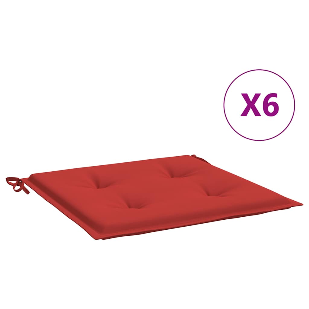 Cuscini da sedia da giardino Vidaxl 6 ST 40x40x3 cm tessuto rosso rosso