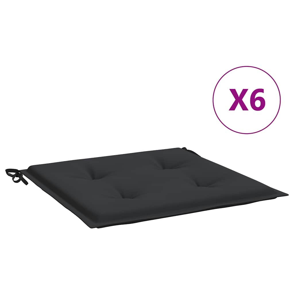 Cojines de silla de jardín Vidaxl 6 ST 40x40x3 CM Oxford Fabric Negro