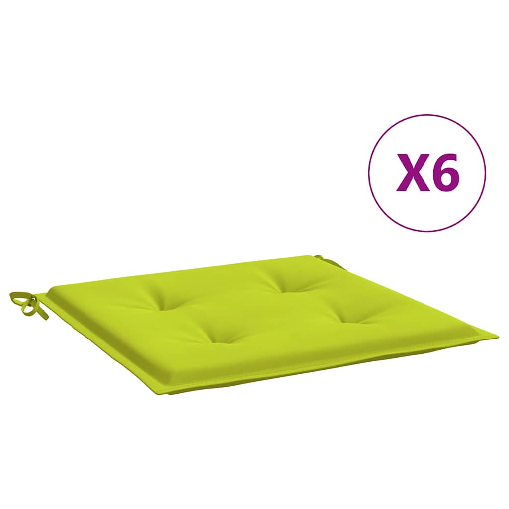 Cuscini da sedia da giardino Vidaxl 6 pezzi 40x40x3 cm tessuto oxford verde brillante