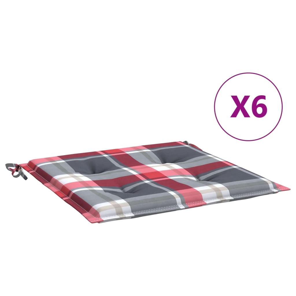 Vidaxx cuscini per sedia da giardino 6 pz 40x40x4 cm tessuto oxford motivo rombi rosso