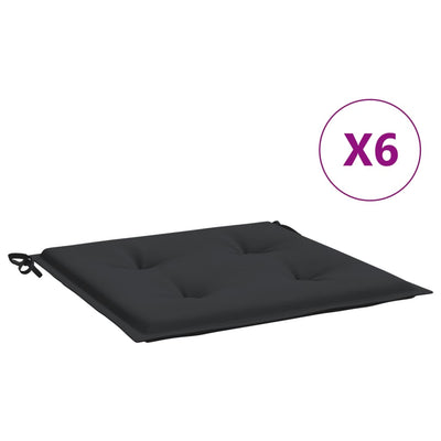 Cojines de silla de jardín Vidaxl 6 st 50x50x3 cm oxford tela negro