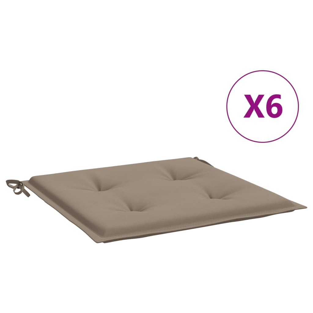 Vidaxl Garden Cushions 6 St 50x50x3 cm Tessuto Oxford Taupe