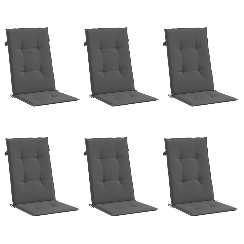 Cuscini da sedia da giardino Vidaxl 6 St High Back 120x50x3 cm Antracite