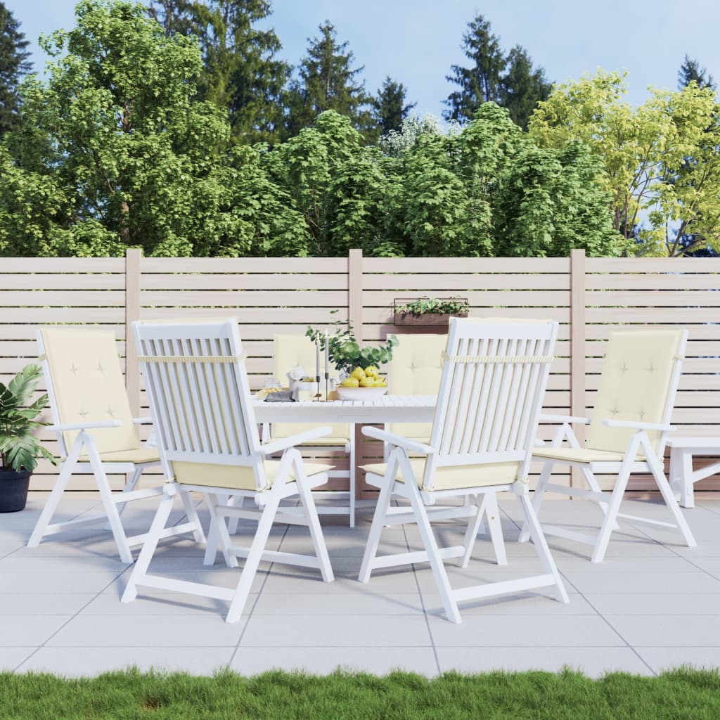 Cuscini da sedia da giardino Vidaxl 6 St High Back 120x50x3 cm Crema in tessuto -Collorato