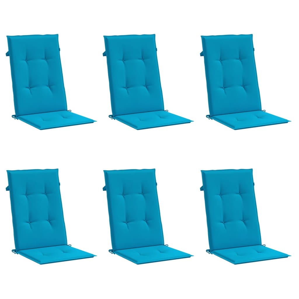 Cuscini da sedia da giardino Vidaxl 6 St High Back 120x50x3 cm Blu blu