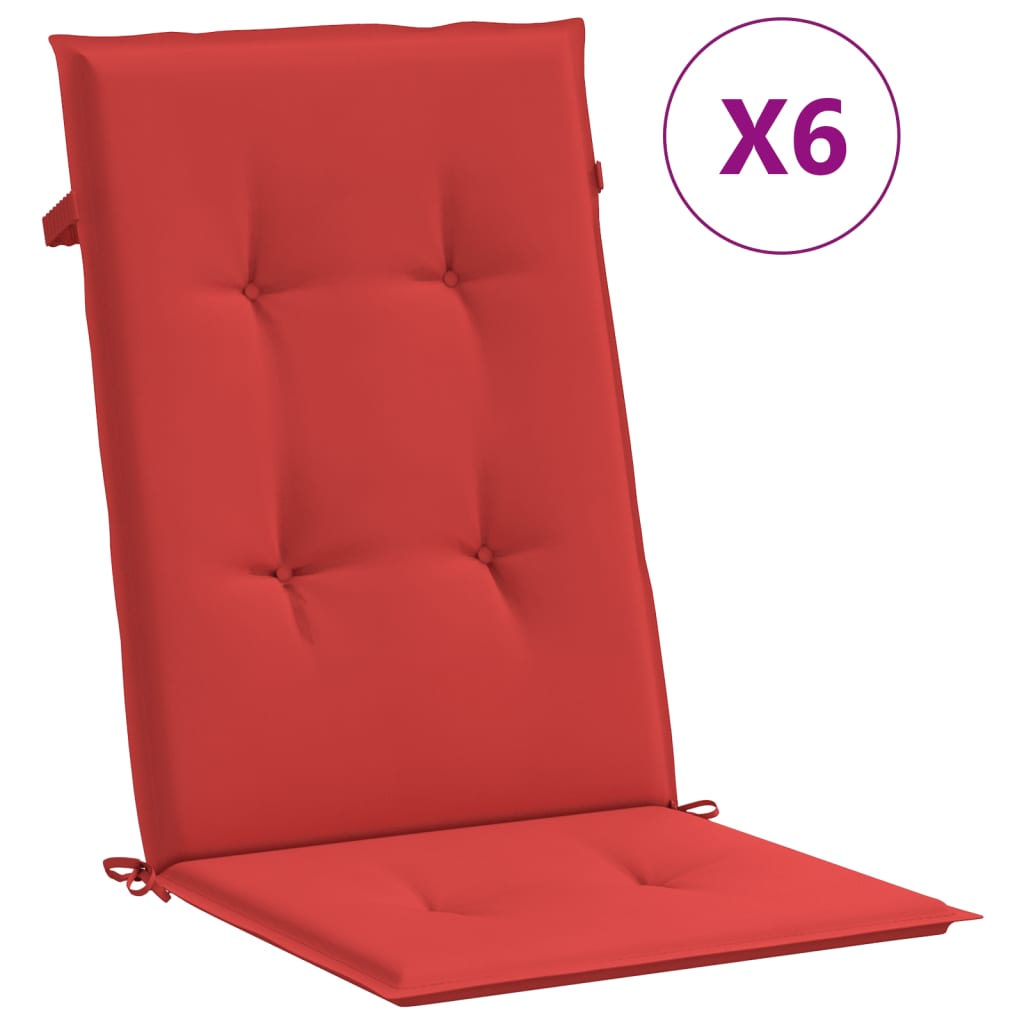 Cuscini da sedia da giardino Vidaxl 6 St High Back 120x50x3 cm Red