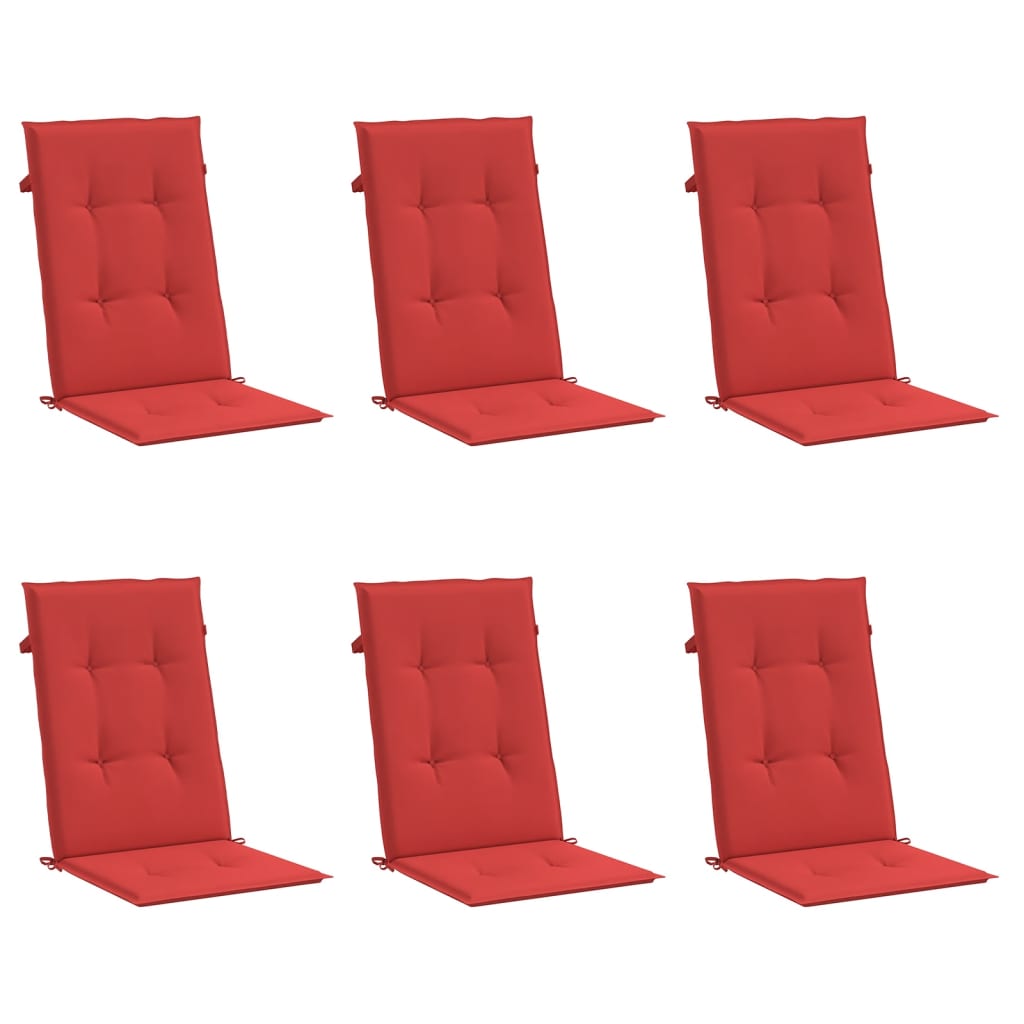 Cuscini da sedia da giardino Vidaxl 6 St High Back 120x50x3 cm Red