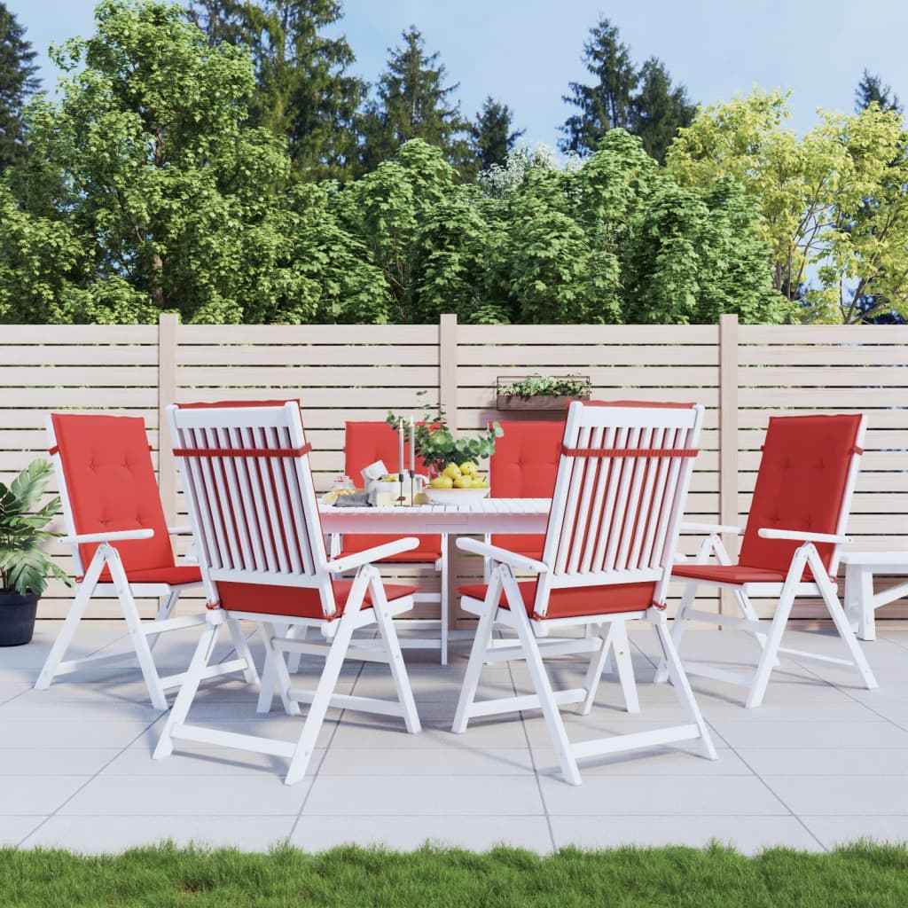 Cuscini da sedia da giardino Vidaxl 6 St High Back 120x50x3 cm Red