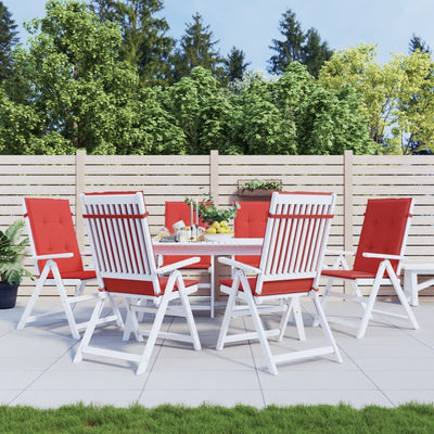 Cojines de silla de jardín de Vidaxl 6 st alto trasero 120x50x3 cm tela roja
