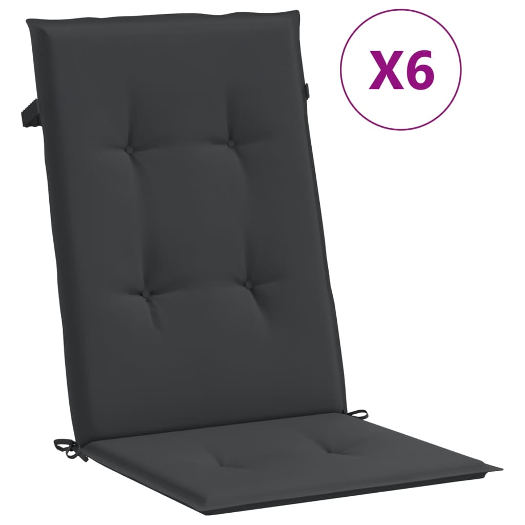 Vidaxl sedia da giardino cuscini 6 St Hight Back 120x50x3 cm tessuto nero
