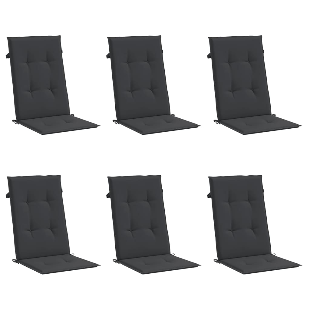 Vidaxl sedia da giardino cuscini 6 St Hight Back 120x50x3 cm tessuto nero