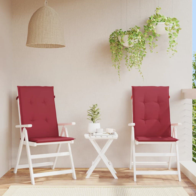 Vidaxl sedia da giardino cuscini 2 St High Back 120x50x3 cm Vino in tessuto rosso