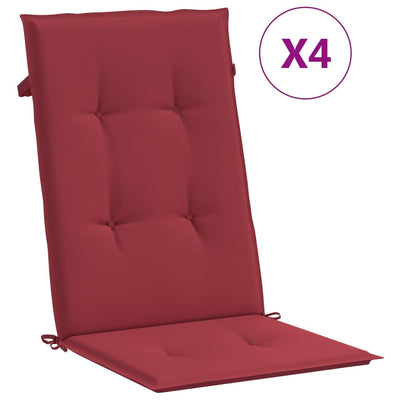 Vidaxl sedia da giardino cuscini 4 St High Back 120x50x3 cm Vino in tessuto rosso