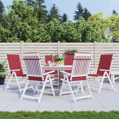 Cojines de silla de jardín de Vidaxl 6 st alto trasero 120x50x3 cm de tela rojo