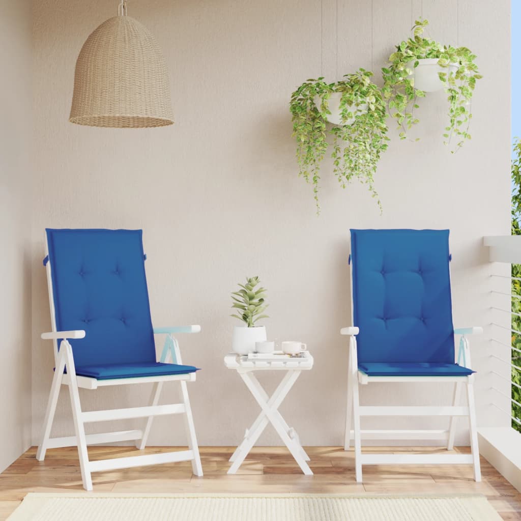 Vidaxl Garden Cushions 2 St High Back 120x50x3 cm tessuto blu reale