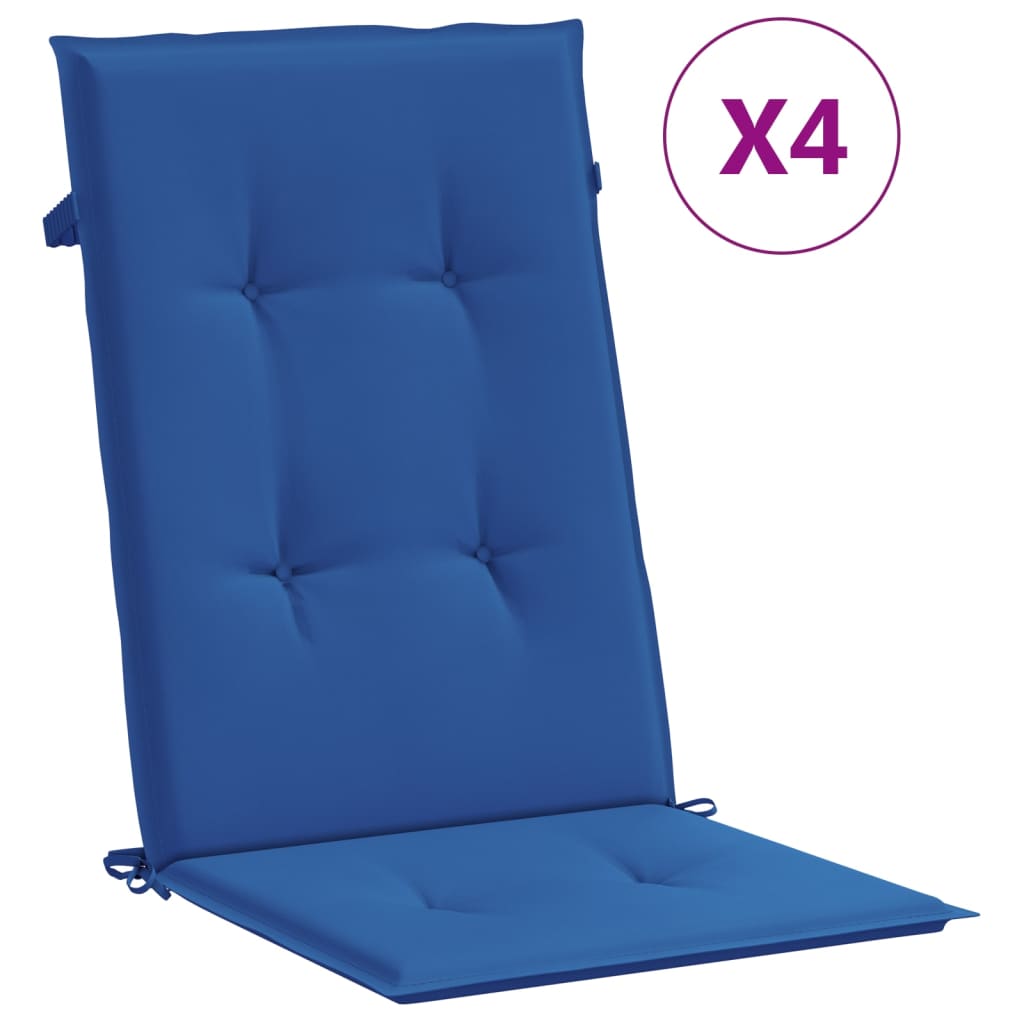 Vidaxl Garden Cushions 4 Sted Back 120x50x3 cm tessuto blu reale