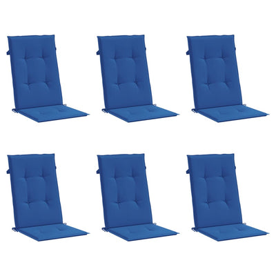 Cojines de silla de jardín de Vidaxl 6 st alto trasero 120x50x3 cm tela real azul