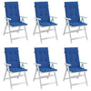 Vidaxl tuinstoelkussens 6 st hoge rug 120x50x3 cm stof koningsblauw