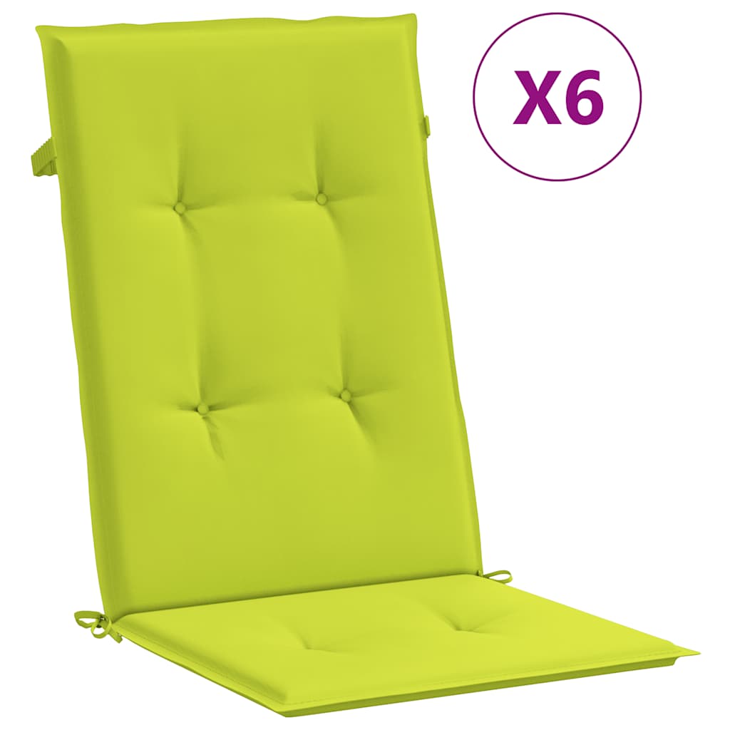 Vidaxl sedia da giardino cuscini da 6 St Hight Back 120x50x3 cm Verde trasparente