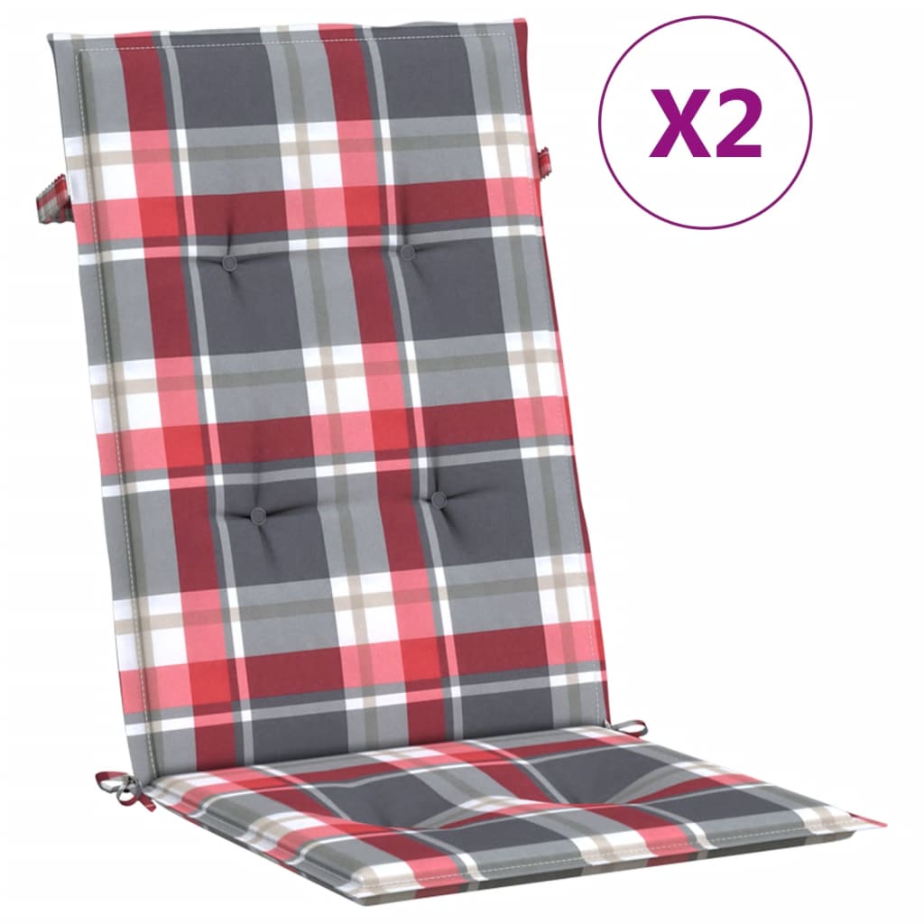 Cuscini da sedia da giardino Vidaxl 2 pezzi 120x50x3 cm Modello di diamante in tessuto rosso