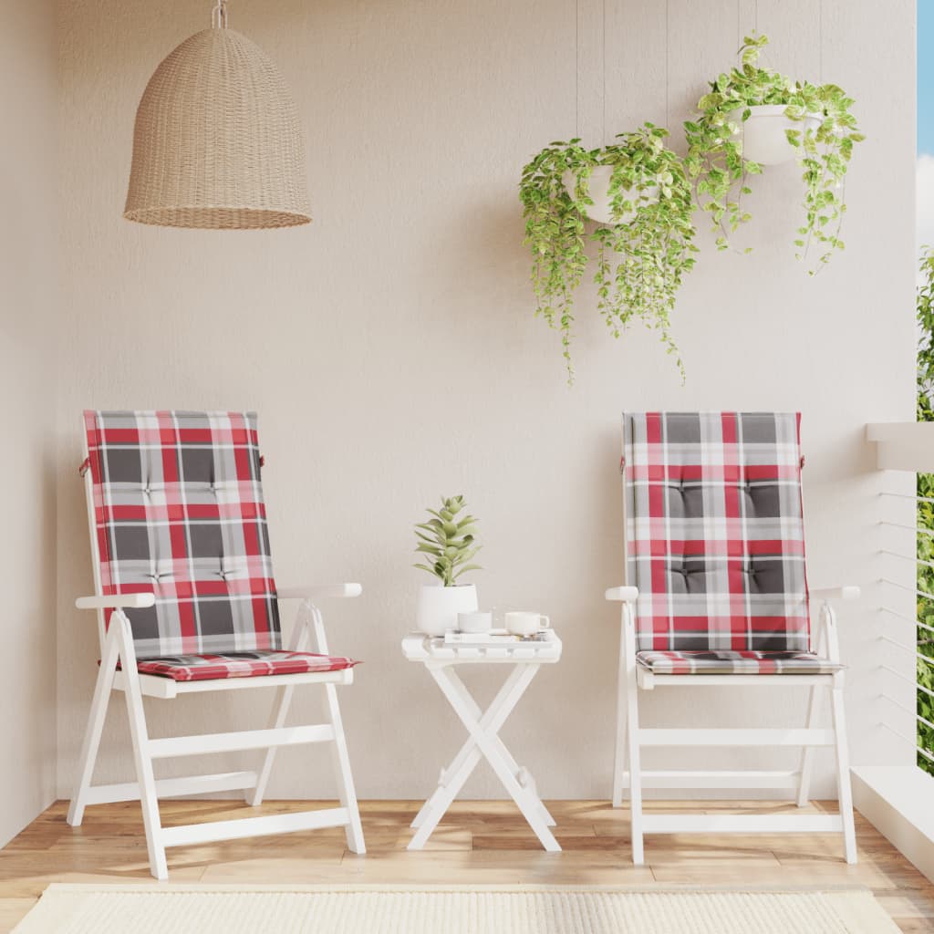 Cuscini da sedia da giardino Vidaxl 2 pezzi 120x50x3 cm Modello di diamante in tessuto rosso