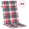 Vidaxl tuinstoelkussens 4 st 120x50x3 cm stof ruitpatroon rood
