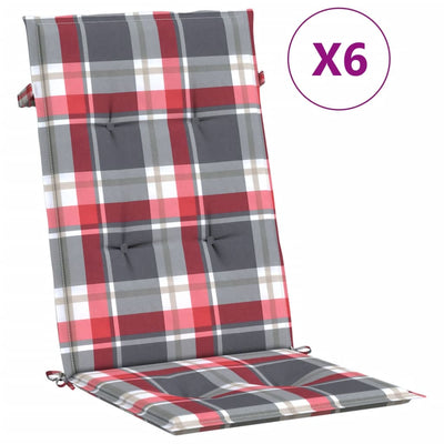 Cojines de silla de jardín de Vidaxl 6 PCS 120x50x3 CM Tabet Diamond Patrón rojo