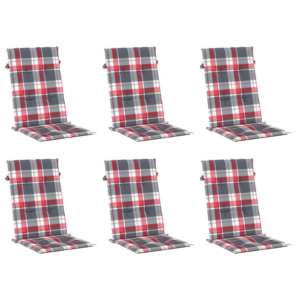 Cuscini da sedia da giardino Vidaxl 6 pezzi 120x50x3 cm Modello di diamante in tessuto rosso