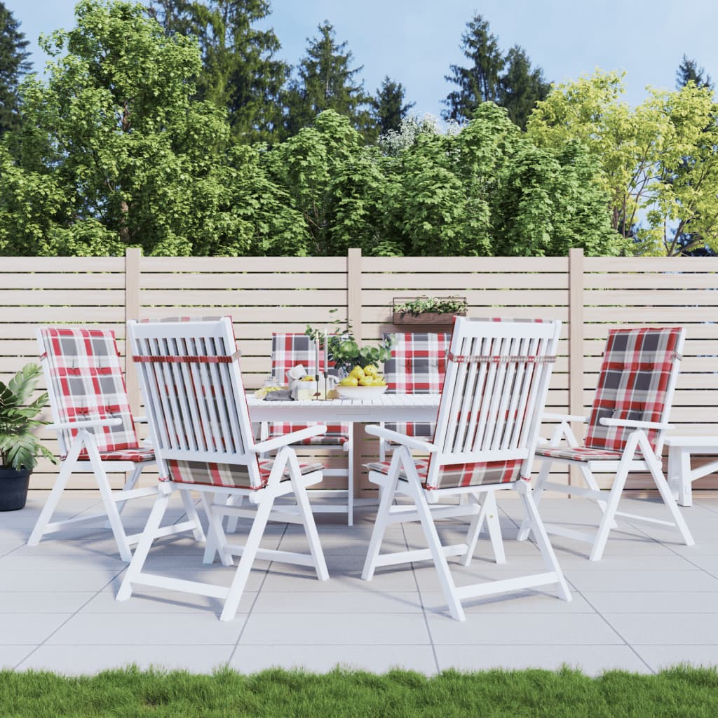 Cuscini da sedia da giardino Vidaxl 6 pezzi 120x50x3 cm Modello di diamante in tessuto rosso
