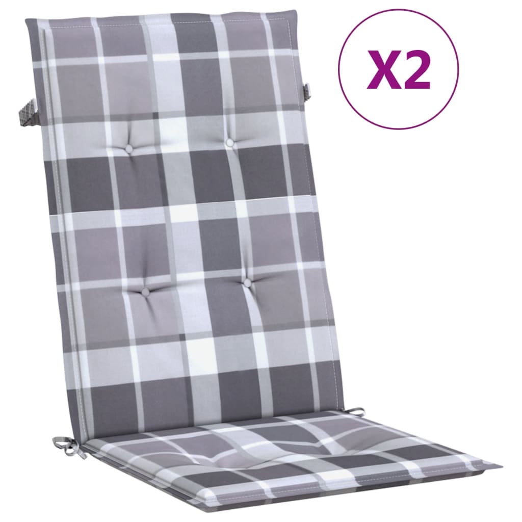 Cuscini per sedia da giardino Vidaxx 2 pezzi con motivo a rombi con schienale alto 120x50x3 cm grigio