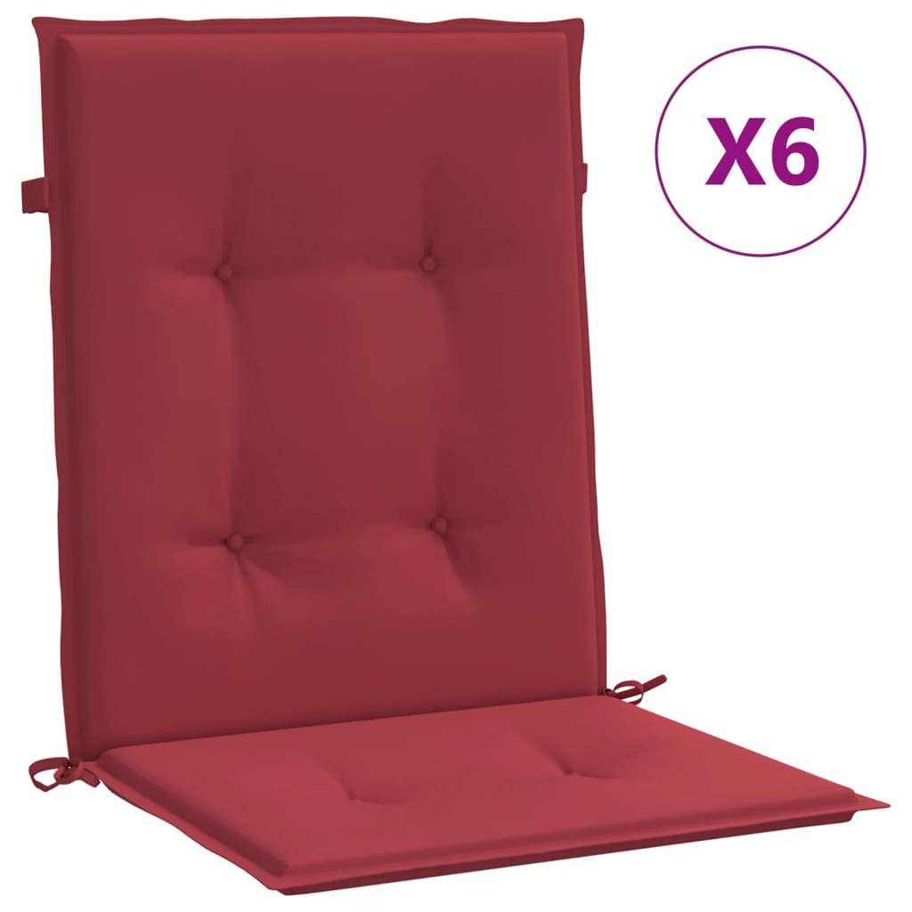 Cojines de silla de jardín Vidaxl 6 PCS 100x50x3 CM Oxford Fabric Wine Red