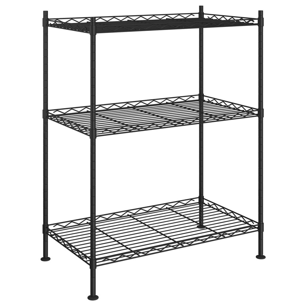 Vidaxl Storage Rack 3 capas 150 kg 60x35x76 cm negro
