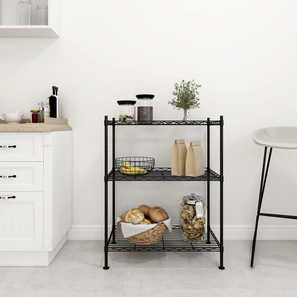 Vidaxl Storage Rack a 3 strati 150 kg 60x35x76 cm nero