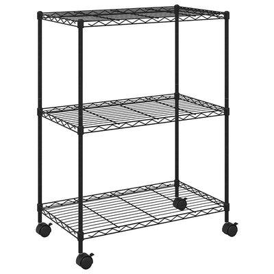 Vidaxl Storage Rack con ruote a 3 strati 60x35x81 cm 150 kg nero