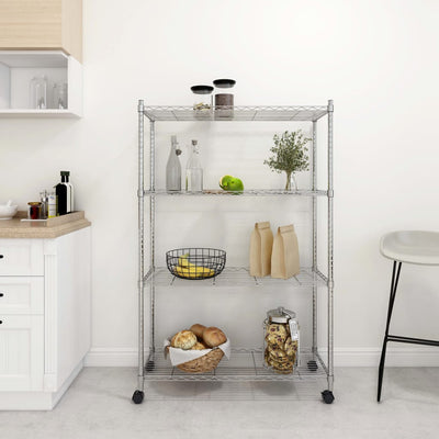 Vidaxl Storage Rack a 4 strati con ruote 200 kg 90x35x142 cm cromo color cromo