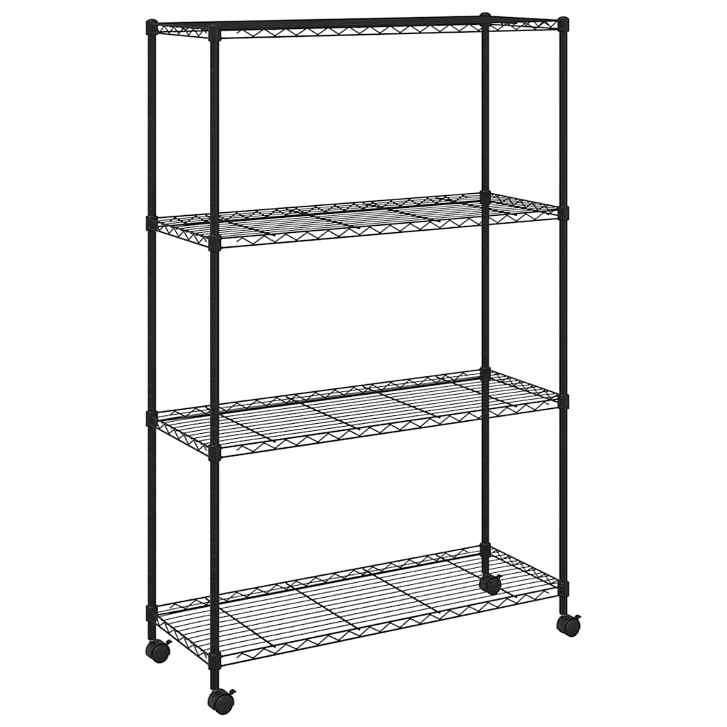 Vidaxl Storage Rack 4 capas con ruedas 200 kg 90x35x142 cm negro