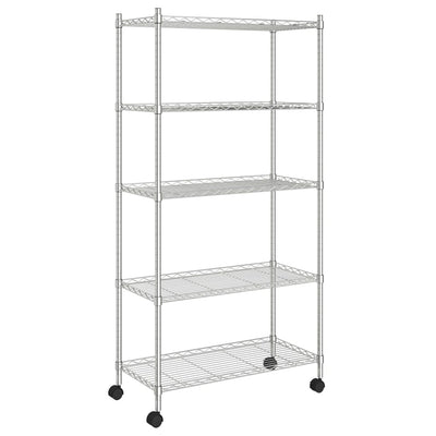 Vidaxl Storage Rack a 5 strati con ruote 250 kg 75x35x155 cm cromo color cromo