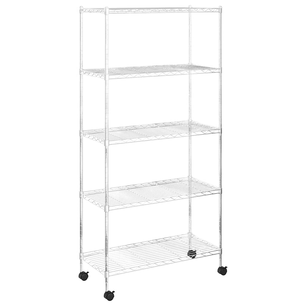 Vidaxl Storage Rack de 5 capas con ruedas 250 kg 75x35x155 cm de color cromado
