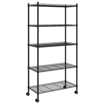 Vidaxl Storage Rack a 5 strati con ruote 250 kg 75x35x155 cm nero