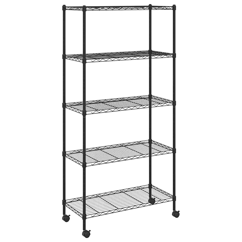 Vidaxl Storage Rack a 5 strati con ruote 250 kg 75x35x155 cm nero