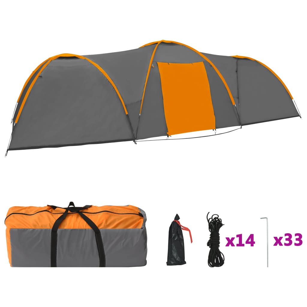 Vidaxl Iglot 8 persone 650x240x190 cm grigio e arancione
