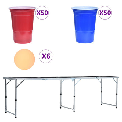 Tavolo Vidaxl Bier Pong con tazze e palline pieghevoli 240 cm