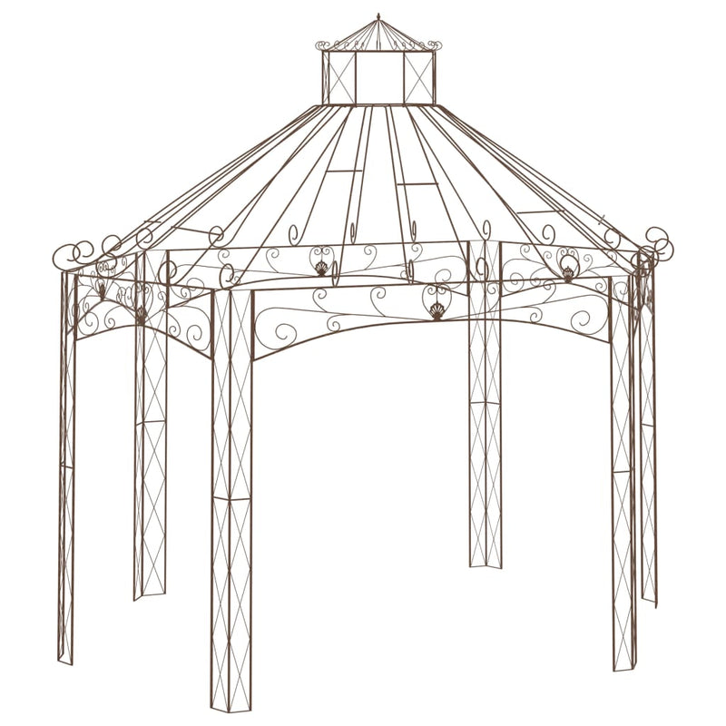 Vidaxl Garden Pavilion 400x258x378 cm de hierro antiguo marrón