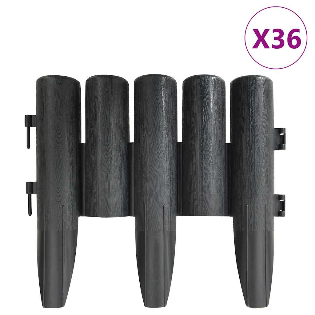 Vidaxl Gazon Edges 36 ST 10 M PP Antracite -Colored